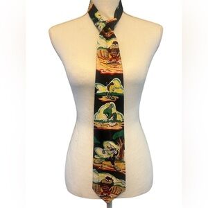 Vintage Looney Toons Tasmanian Devil Bugs Golf Tie 1994 Navy